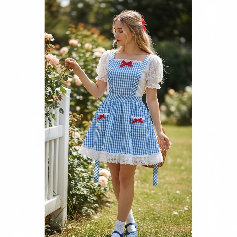 Spirit Halloween Wizard of Oz Dorothy Costume Dress Women S Blue Gingham cosplay